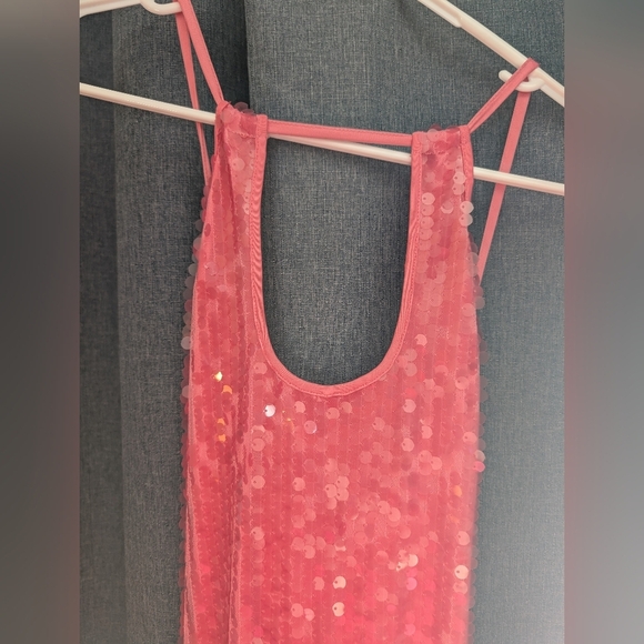 Nwt Urban Outfitters Harley Pink Sequin Halter Maxi‎ Dress With Slit Size Small - Picture 4 of 7